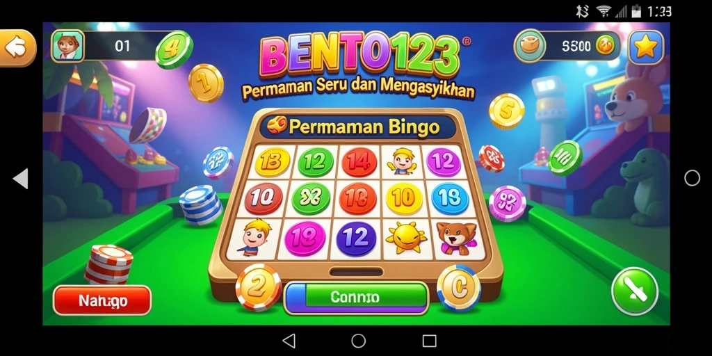 Screenshot BENTO123 menampilkan gameplay Bingo yang menarik dan interaktif.