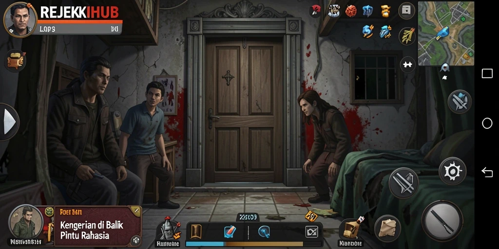 Screenshot gameplay dari REJEKIHUB menampilkan suasana mencekam dan menakutkan.