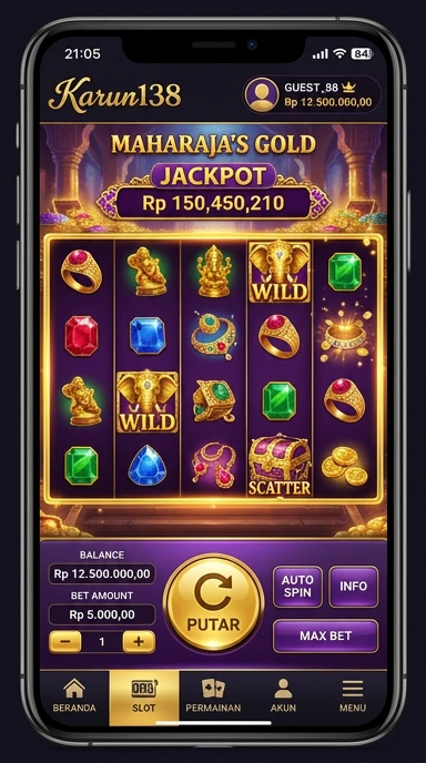 Tampilan utama aplikasi karun138 yang mudah diakses.