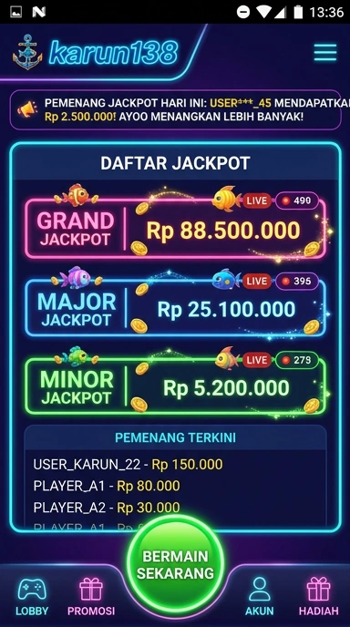 Menu navigasi aplikasi karun138 yang intuitif untuk pengguna.